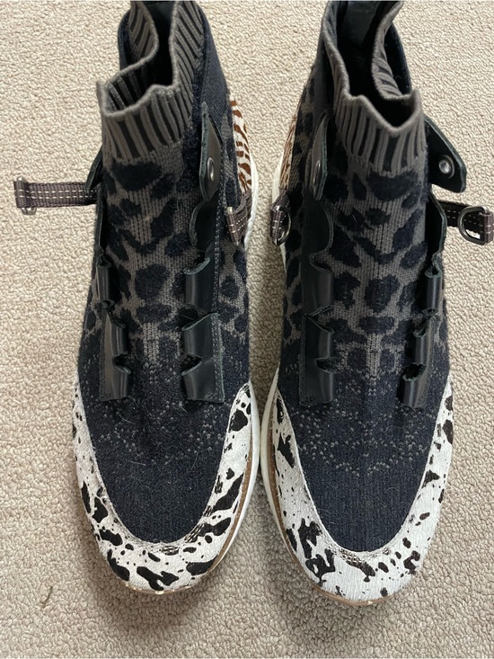 OTBT Shoes - OTBT Black Gray Leopard Knit High-Top Sneakers with White/Black Speckle Trim